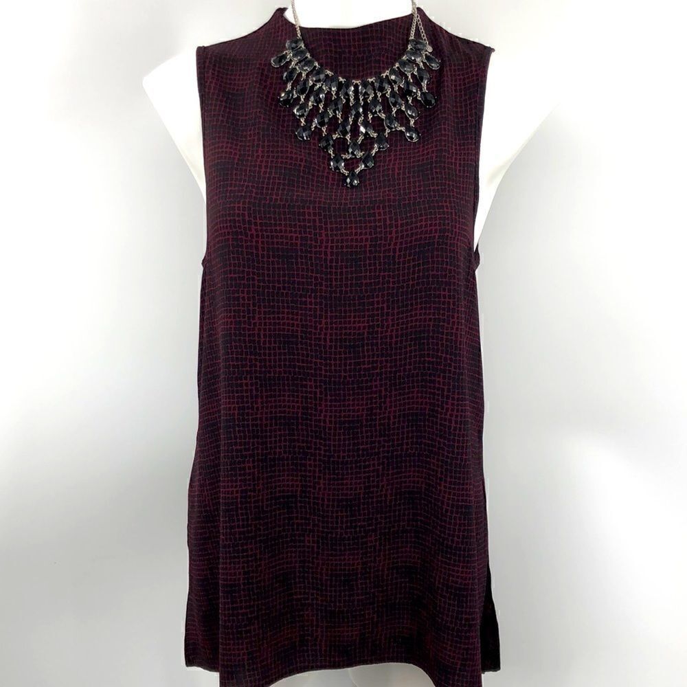Topshop sleeveless maroon black size 6 tunic